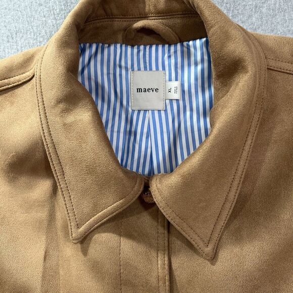 Mauve Vegan Suede Trucker Jacket Womens XL Honey Caramel Gold Buttons - Picture 10 of 16